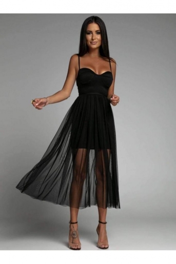 Czarna sukienka z tiulem midi