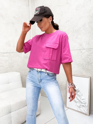 T-shirt różowy z kieszonką Bocca