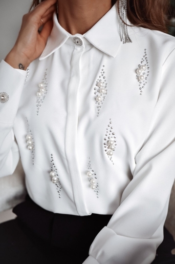 Koszula biała Xana z perełkami